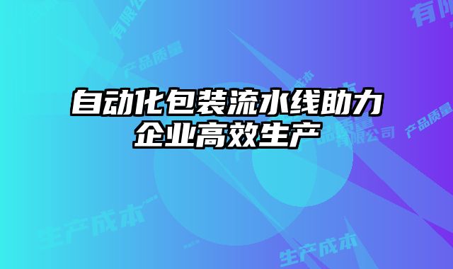 自動化包裝流水線助力企業(yè)高效生產(chǎn)